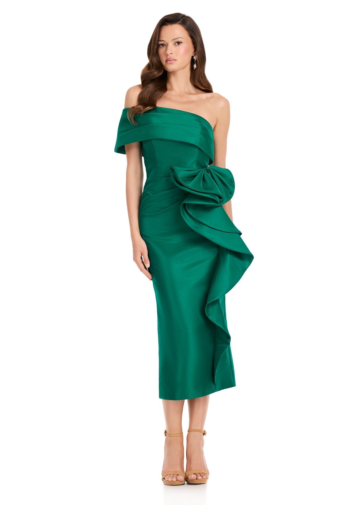 Ashley Lauren E40003 Off Shoulder Back Slit Evening Dress