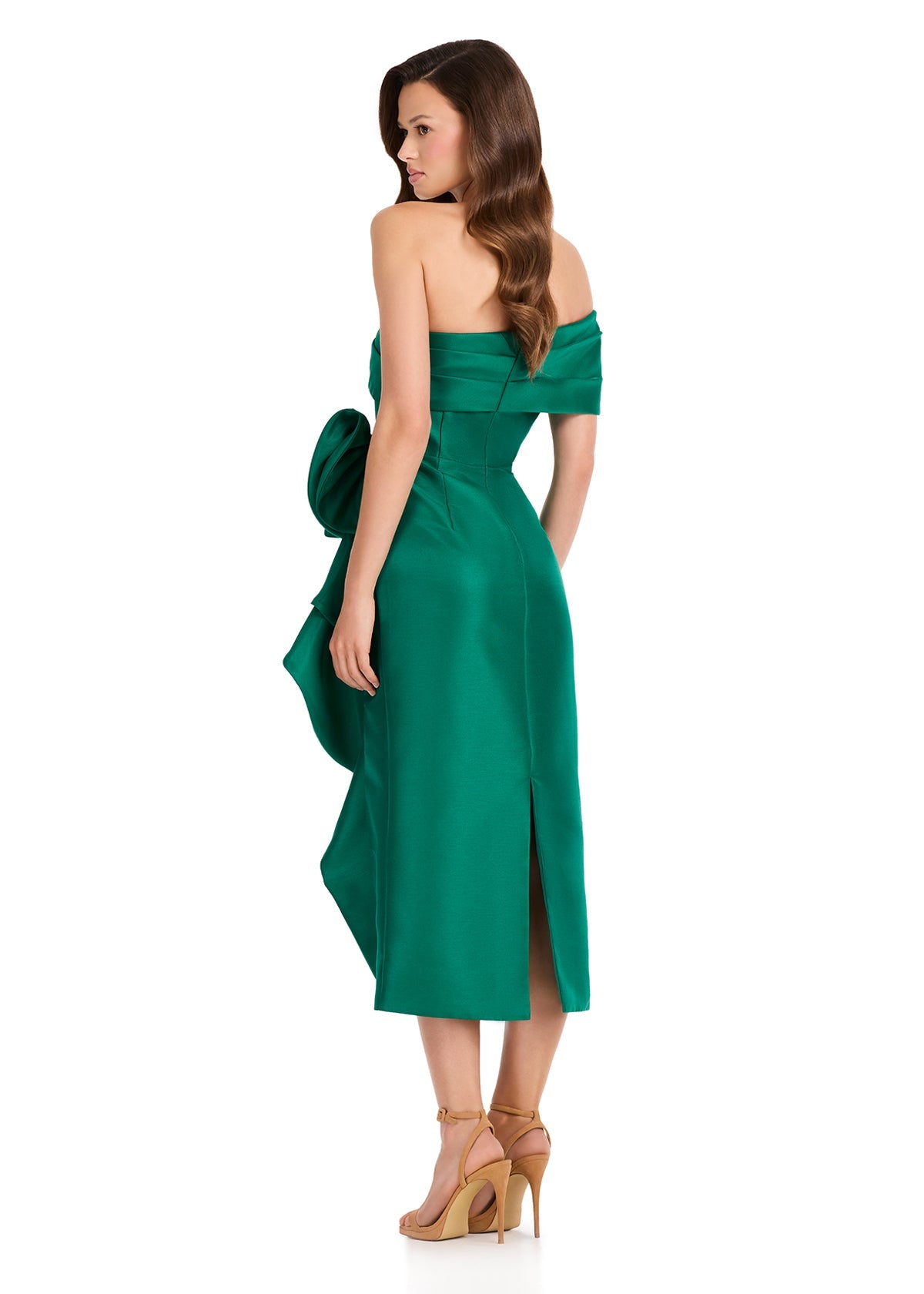 Ashley Lauren E40003 Off Shoulder Back Slit Evening Dress