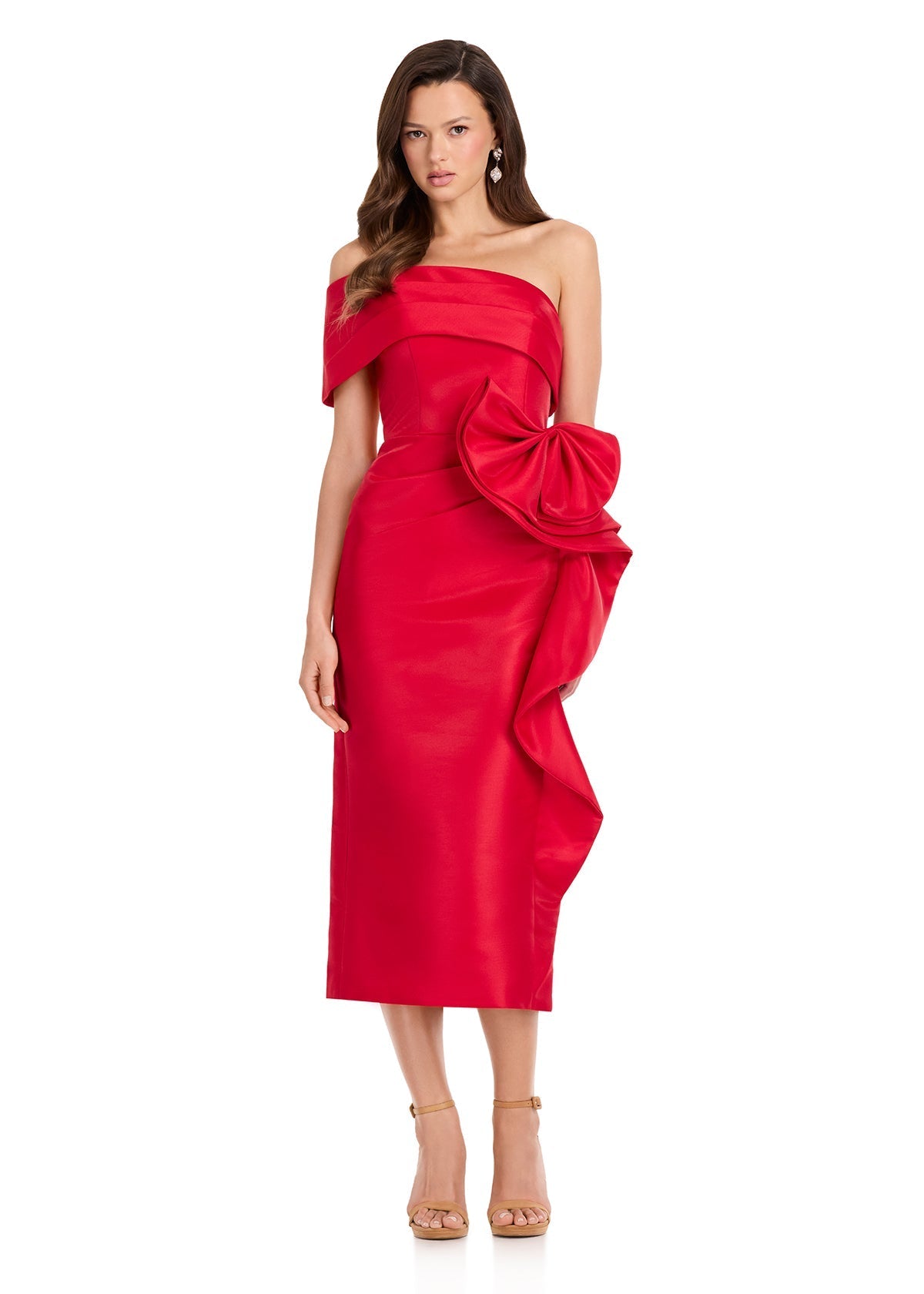 Ashley Lauren E40003 Off Shoulder Back Slit Evening Dress