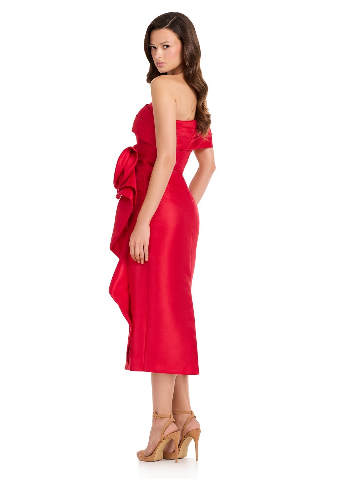 Ashley Lauren E40003 Off Shoulder Back Slit Evening Dress