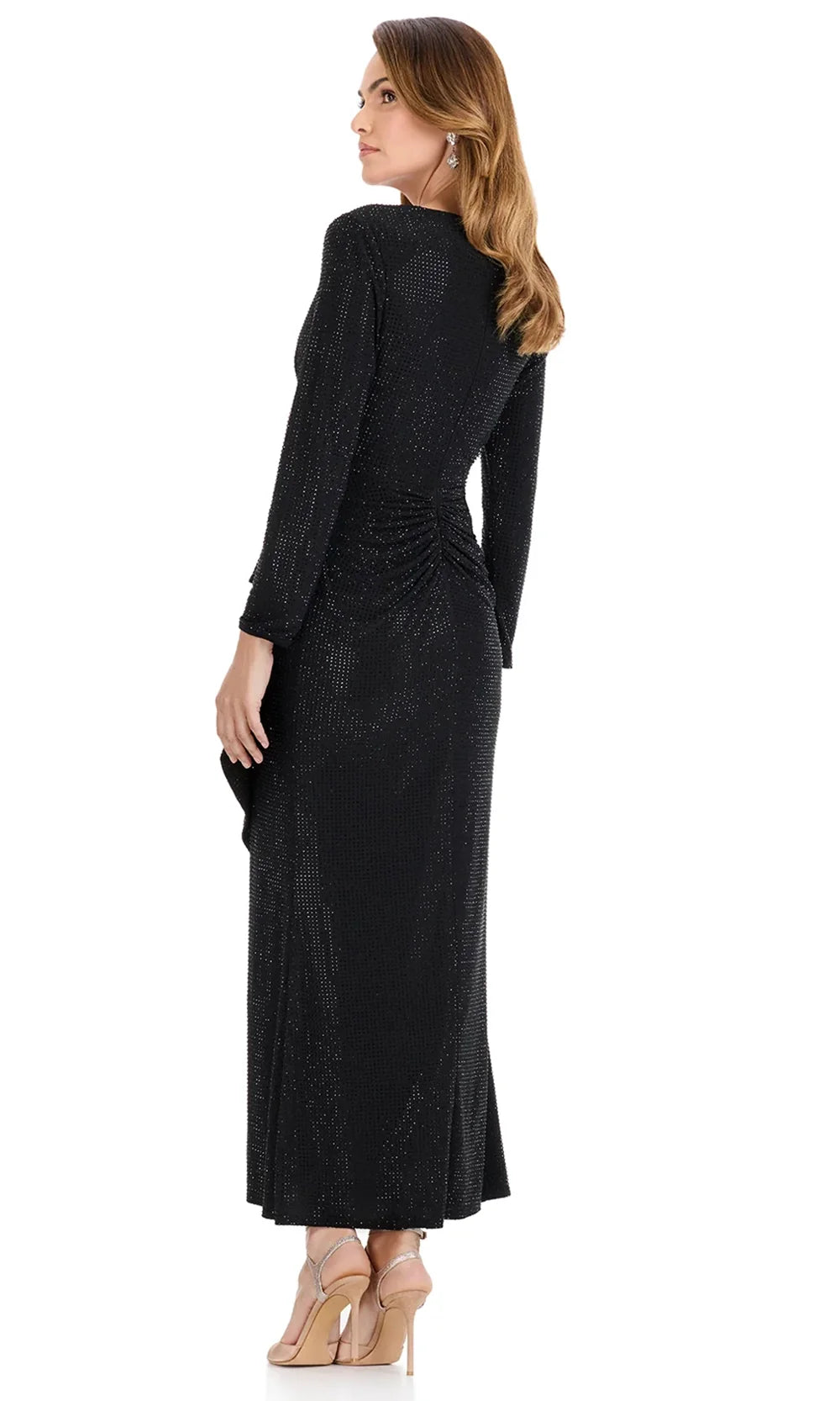 Ashley Lauren E4824 - Long Sleeve Shimmer Beaded Dress in Black