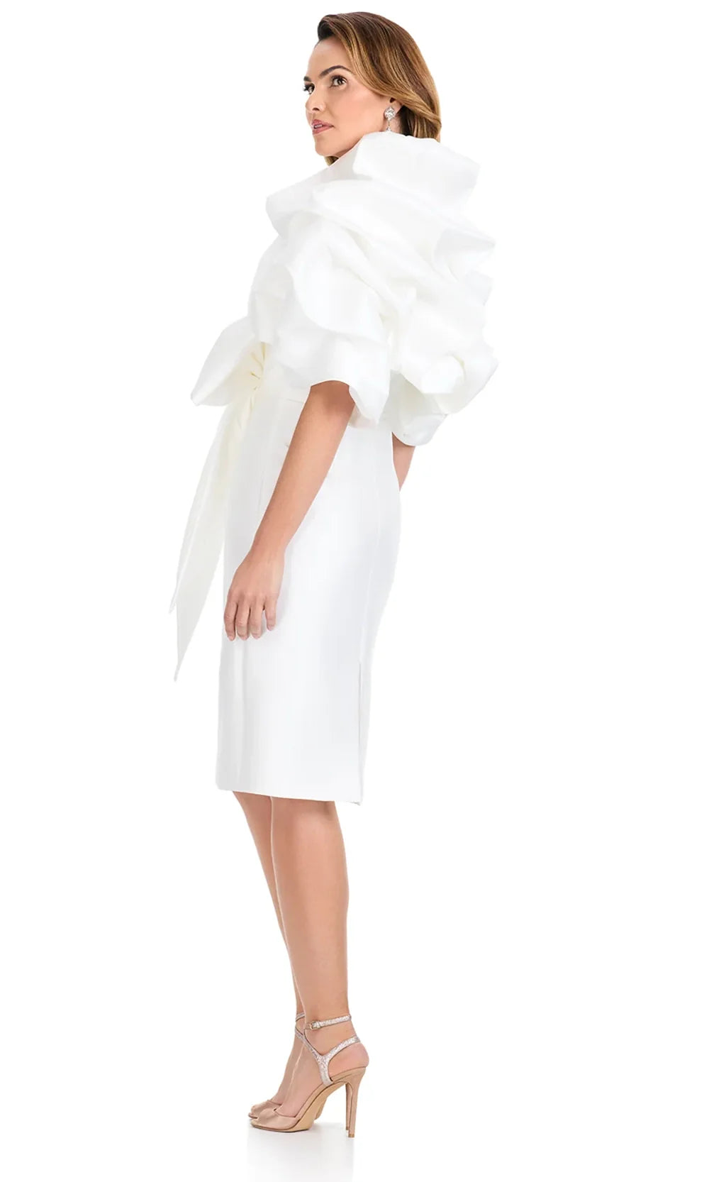 Ashley Lauren E4916 - Ruffled Jacket Sheath Mikado Dress Cocktail Dresses