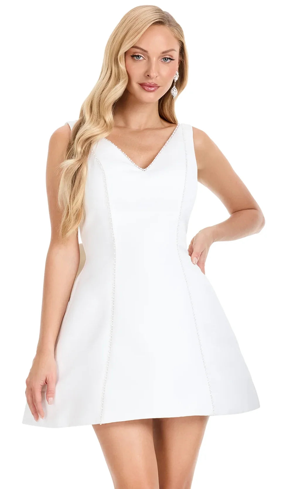 Ashley Lauren E4920 - Wide Strap Satin Min i A-Lin e Dress Cocktail Dresses