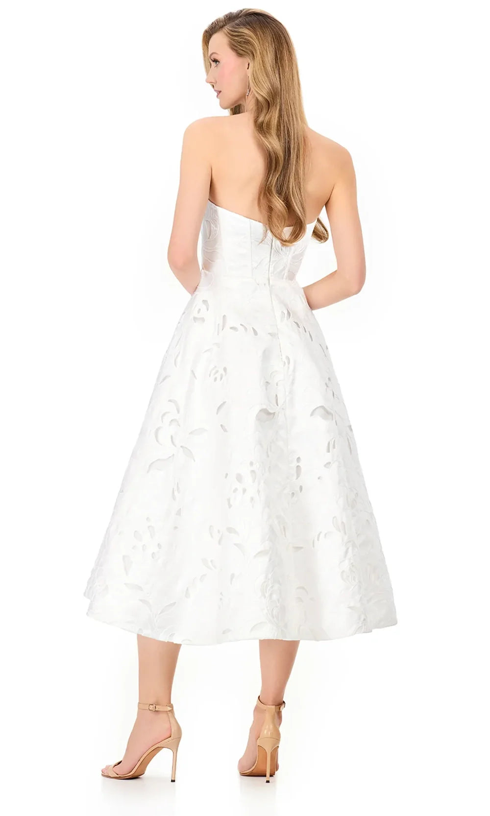 Ashley Lauren E4940 - Floral Textured Straight Neckline Midi Dress Cocktail Dresses