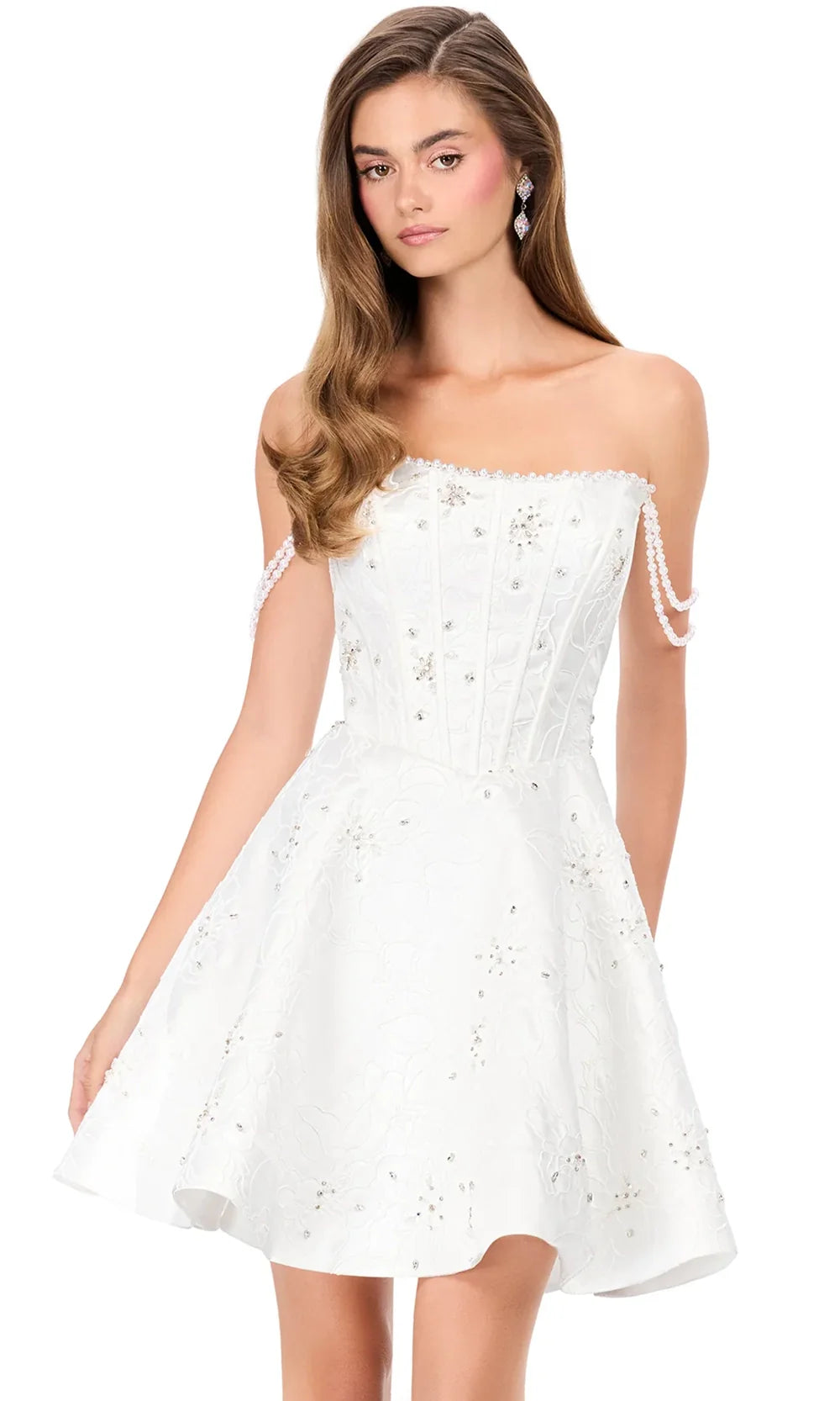 Ashley Lauren E4941 - Corset Bodice Embellished A-Lin e Dress Cocktail Dresses