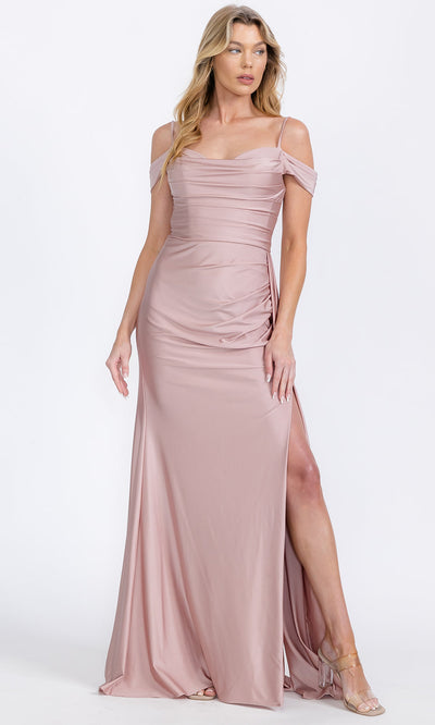 Eureka Fashion EK117 - Soft Ruched Cowl Neck Evening Gown Prom Dresses