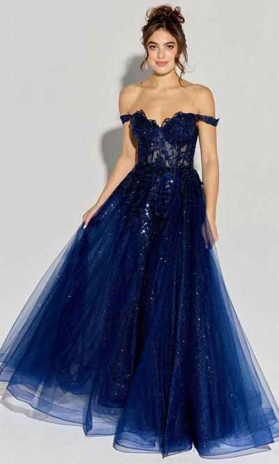 Eureka Fashion EK128 - Sheer Embroidered A-line Gown Prom Dresses