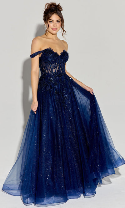 Eureka Fashion EK128 - Sheer Embroidered A-line Gown Prom Dresses