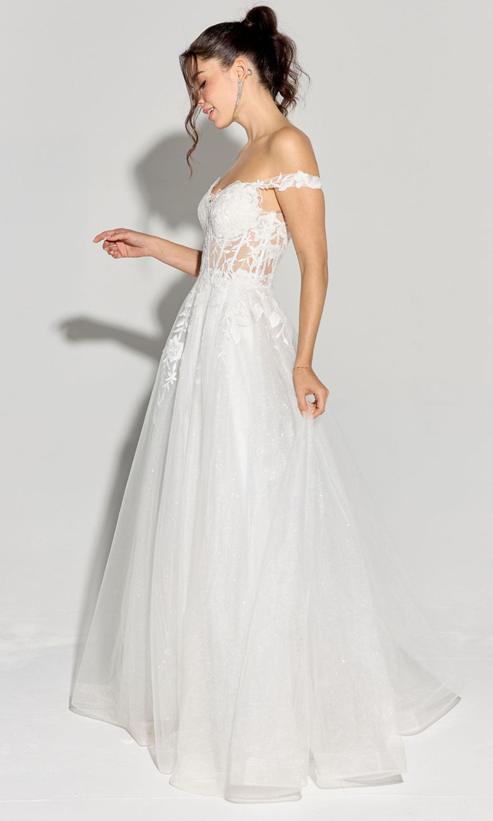 Eureka Fashion EK128 - Sheer Embroidered A-line Gown Prom Dresses