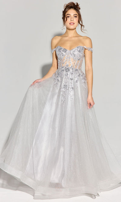 Eureka Fashion EK128 - Sheer Embroidered A-line Gown Prom Dresses