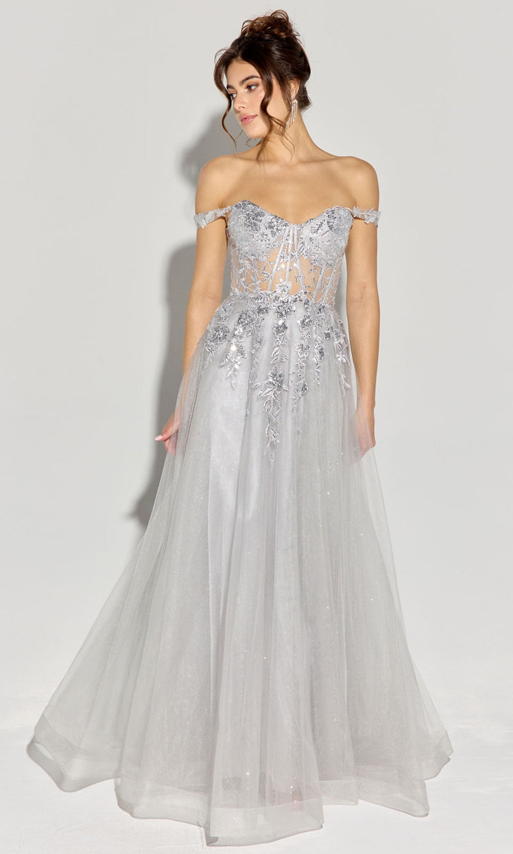 Eureka Fashion EK128 - Sheer Embroidered A-line Gown Prom Dresses