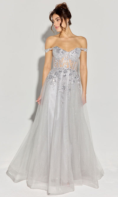 Eureka Fashion EK128 - Sheer Embroidered A-line Gown Prom Dresses