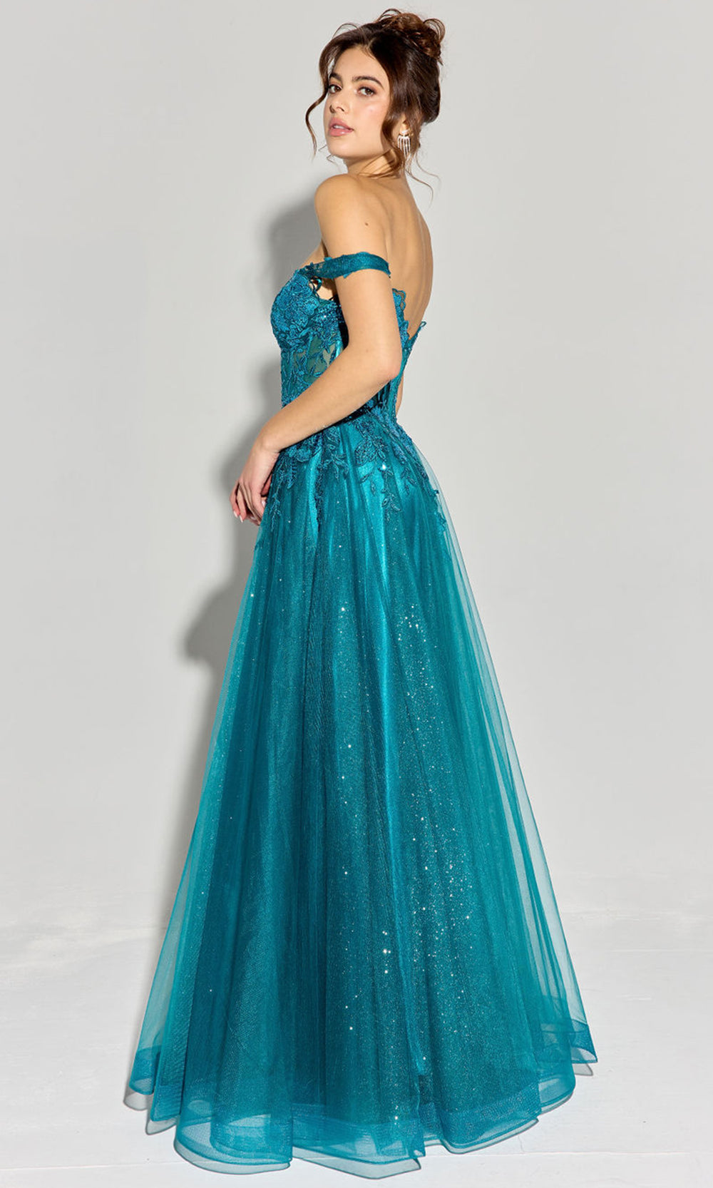 Eureka Fashion EK128 - Sheer Embroidered A-line Gown Prom Dresses