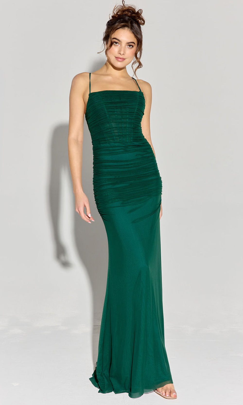 Eureka Fashion EK177 - Lace-Up Back Ruched Sheath Gown Prom Dresses
