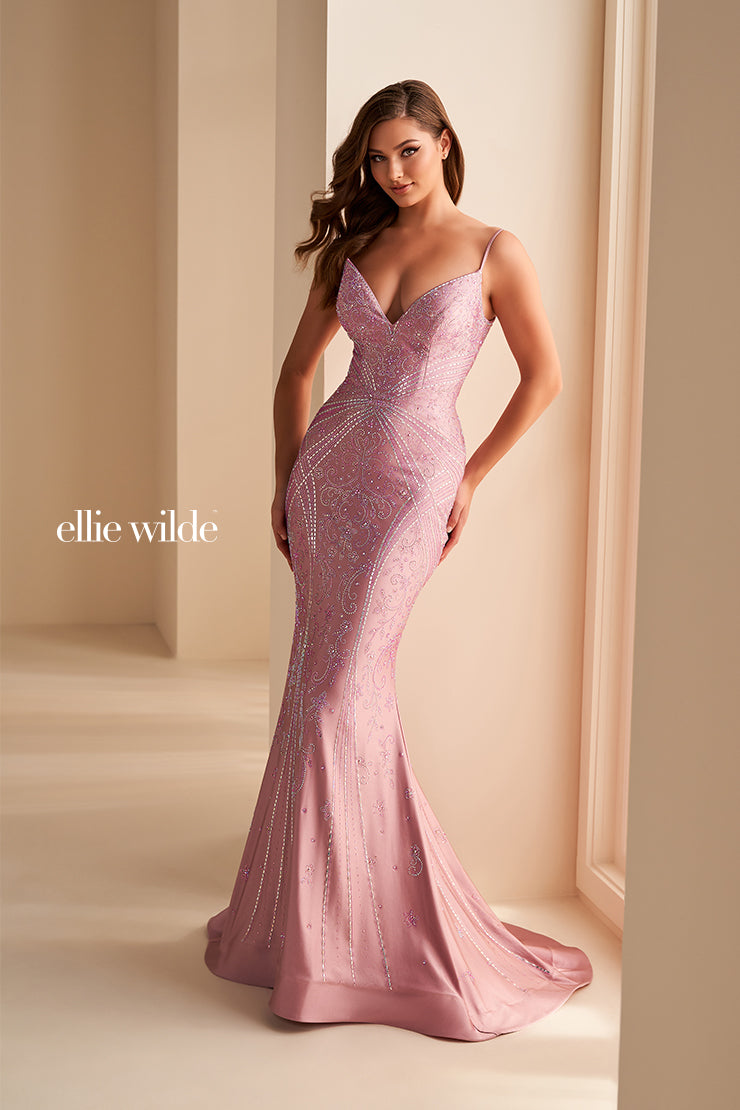 Ellie Wilde EW35002 - Fitted Embellished Mermaid Dress