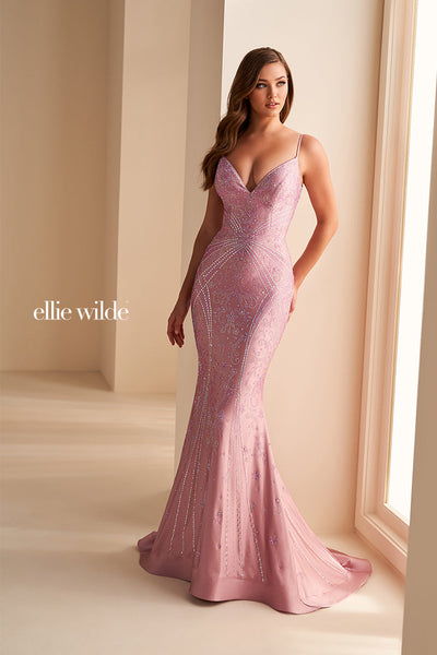 Ellie Wilde EW35002 - Fitted Embellished Mermaid Dress