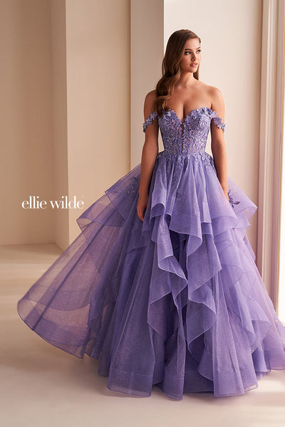 Ellie Wilde EW35084 - Off Shoulder Layered Ballgown