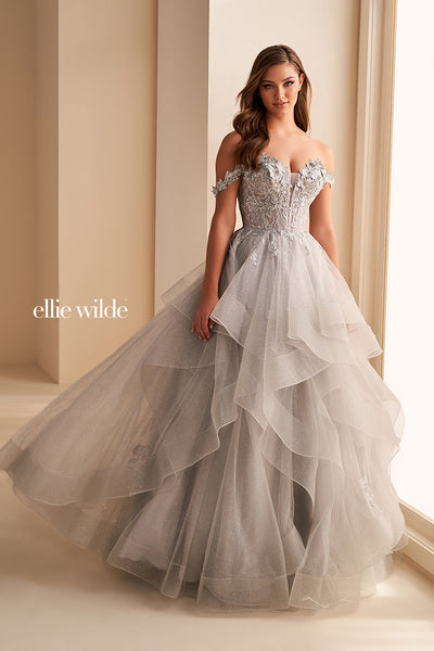 Ellie Wilde EW35084 - Off Shoulder Layered Ballgown