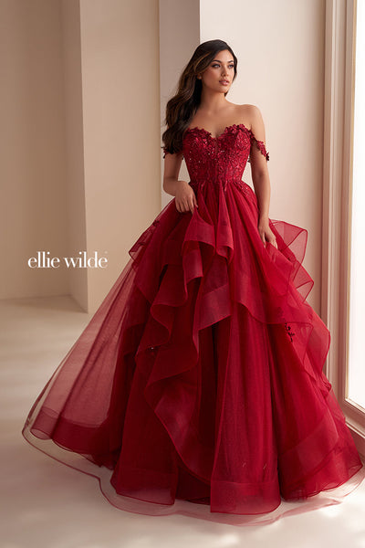 Ellie Wilde EW35084 - Off Shoulder Layered Ballgown