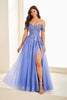 Ellie Wilde EW35101 - Off-Shoulder Slit  A-Line Prom Dress