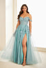 Ellie Wilde EW35101 - Off-Shoulder Slit  A-Line Prom Dress
