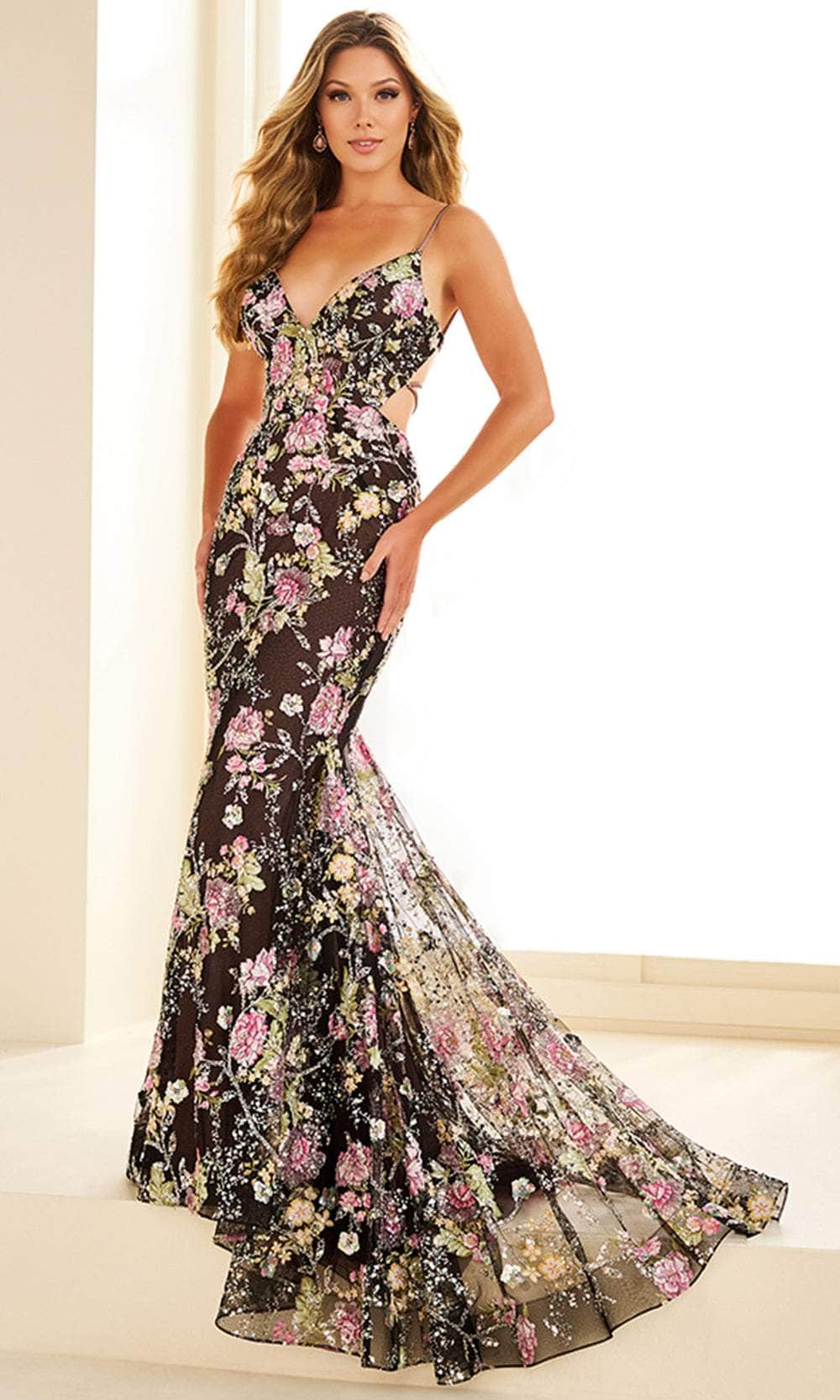 Ellie Wilde EW36019 - Floral Sequin Mermaid Prom Gown