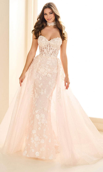 Ellie Wilde EW36028 - Strapless 3D Floral Lace Prom Gown
