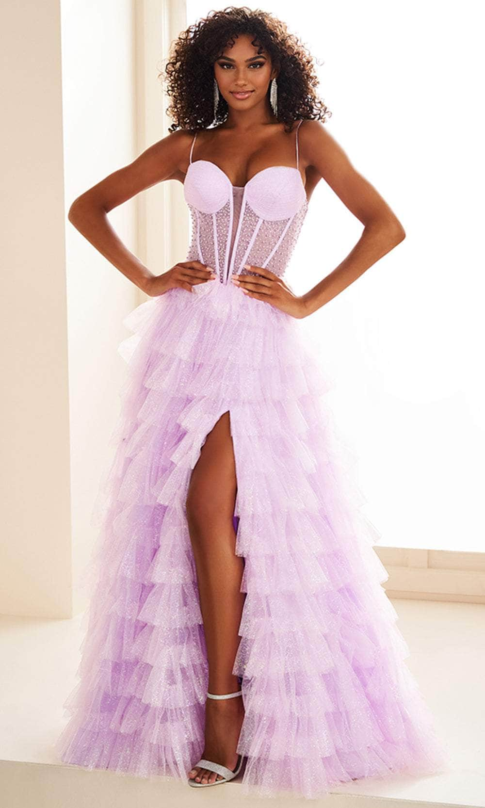 Ellie Wilde EW36029 - Illusion Midriff Ruffled Prom Gown