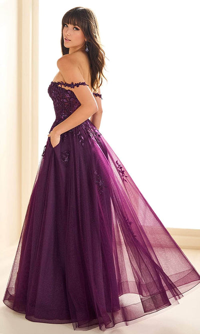 Ellie Wilde EW36083 - Lace Appliqued High Slit Prom Gown