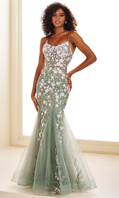 Ellie Wilde EW36090 - Spaghetti Straps Floral Prom Gown