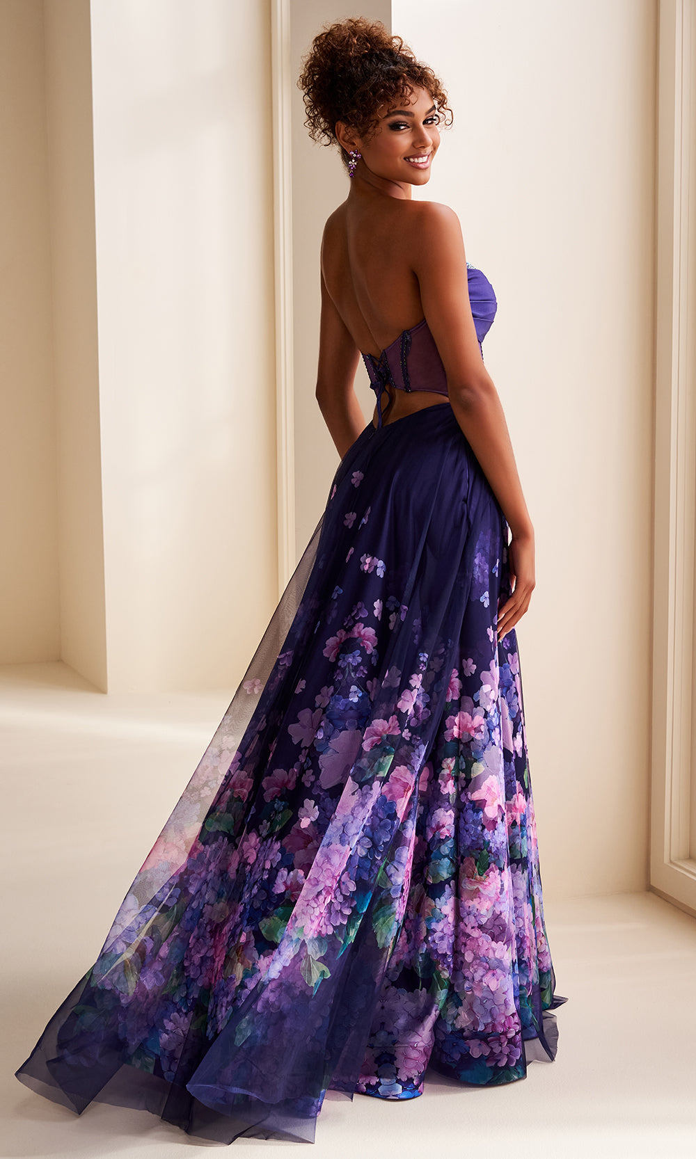 Ellie Wilde EW37003 - Illusion Corset Floral Prom Gown with Pockets Prom Dresses