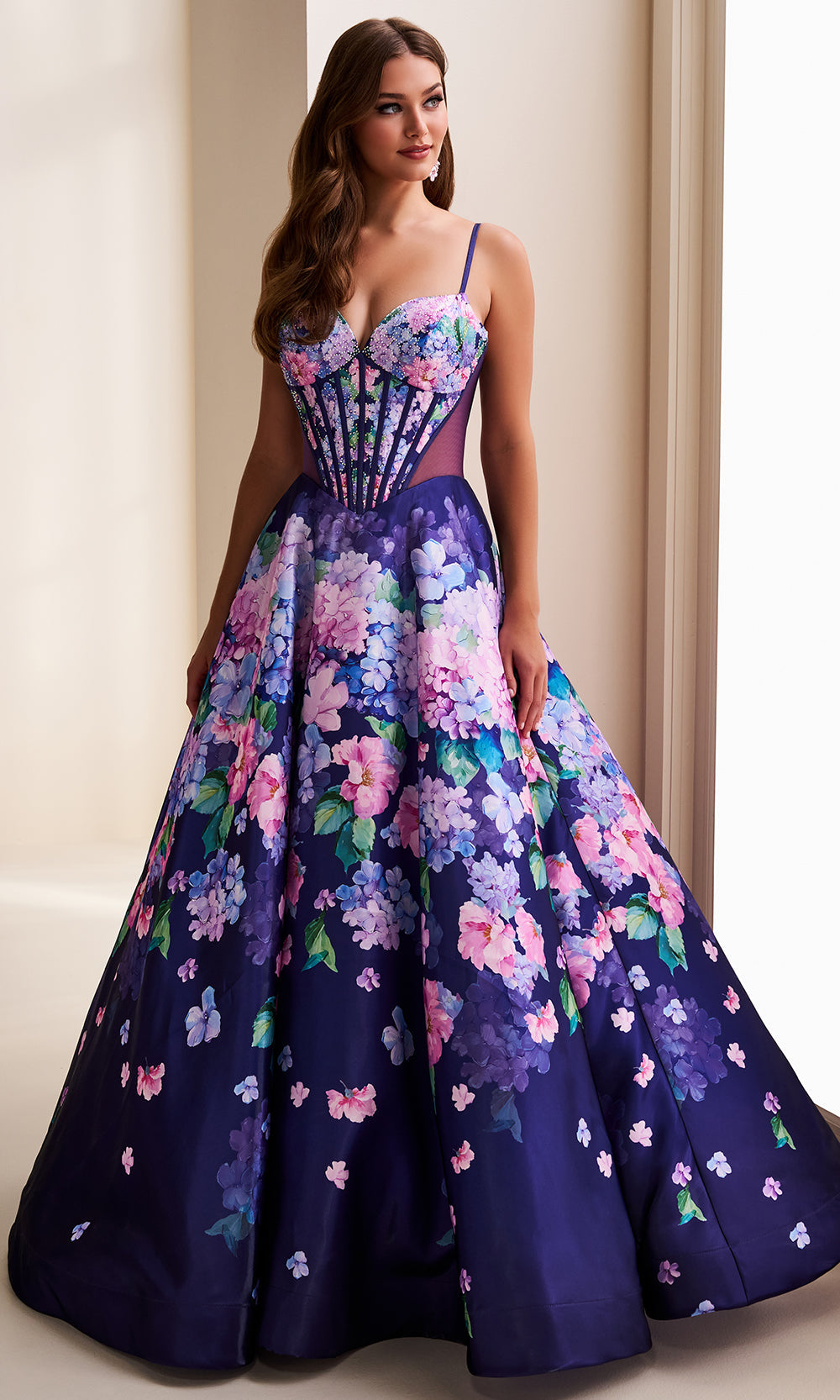 Ellie Wilde EW37004 - Sweetheart Multicolor Floral Print Gown Prom Dresses