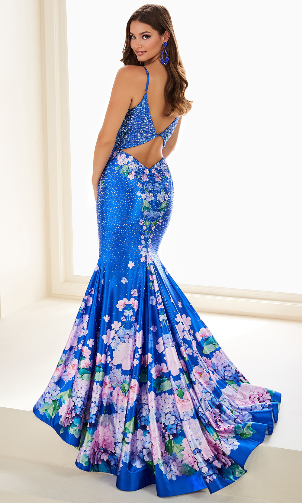 Ellie Wilde EW37005 - Floral Print Cutout Back Long Dress Prom Dresses