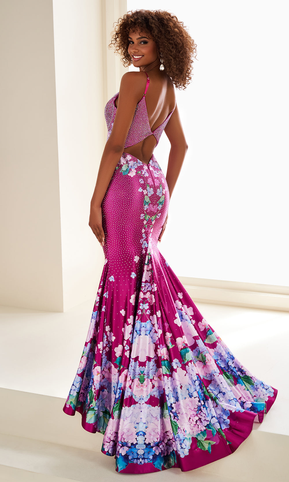 Ellie Wilde EW37005 - Floral Print Cutout Back Long Dress Prom Dresses