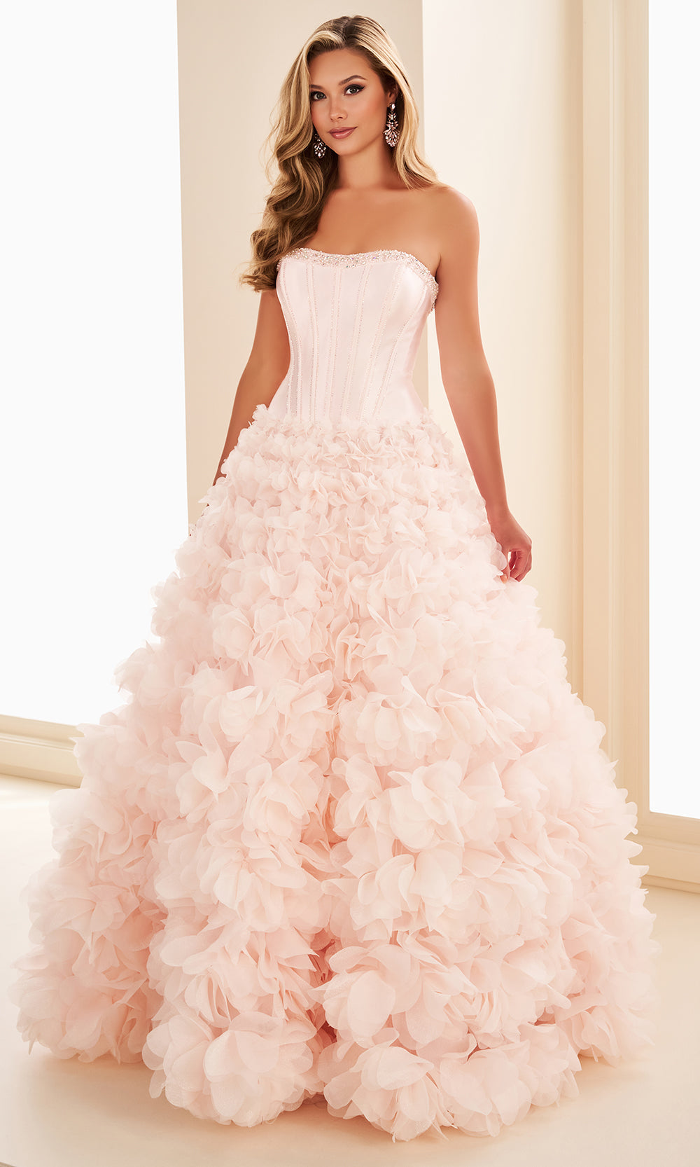 Ellie Wilde EW37006 - Floral Textured Strapless Corset Gown Ball Gowns