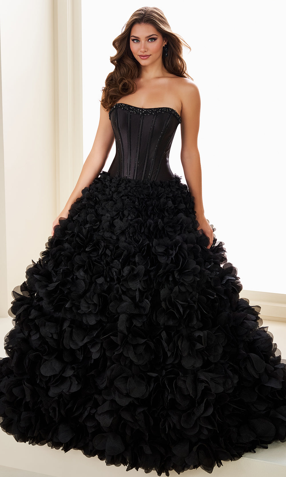 Ellie Wilde EW37006 - Floral Textured Strapless Corset Gown Ball Gowns