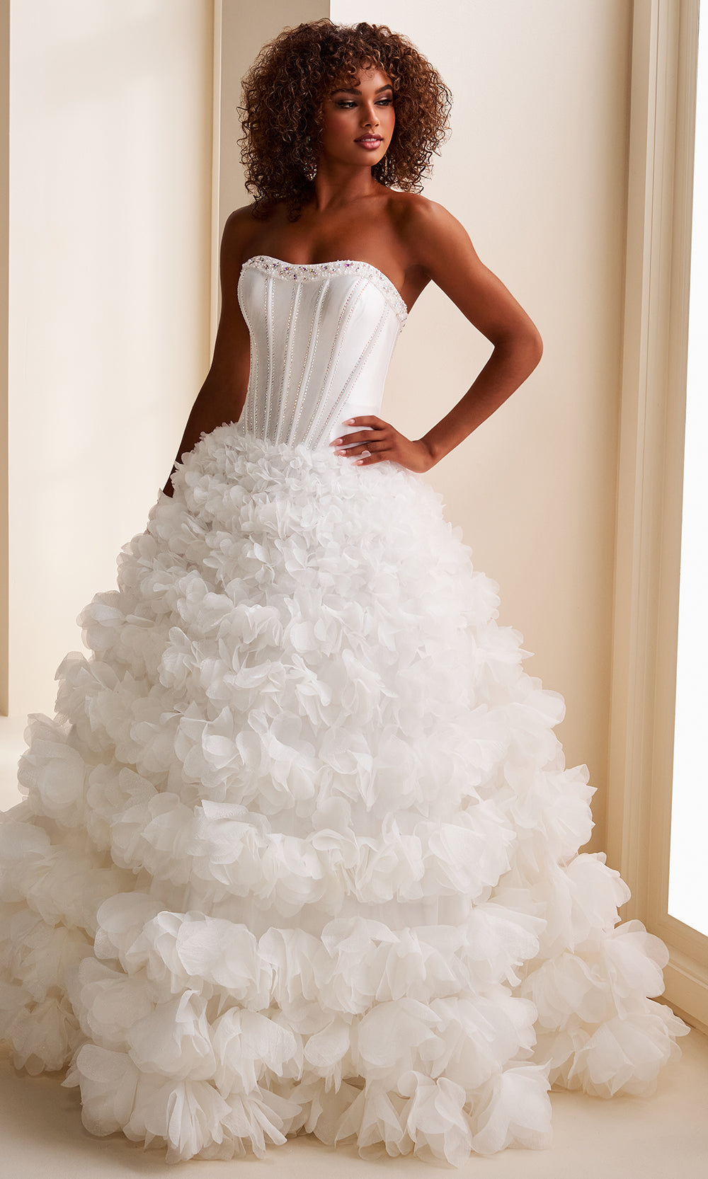 Ellie Wilde EW37006 - Floral Textured Strapless Corset Gown Ball Gowns