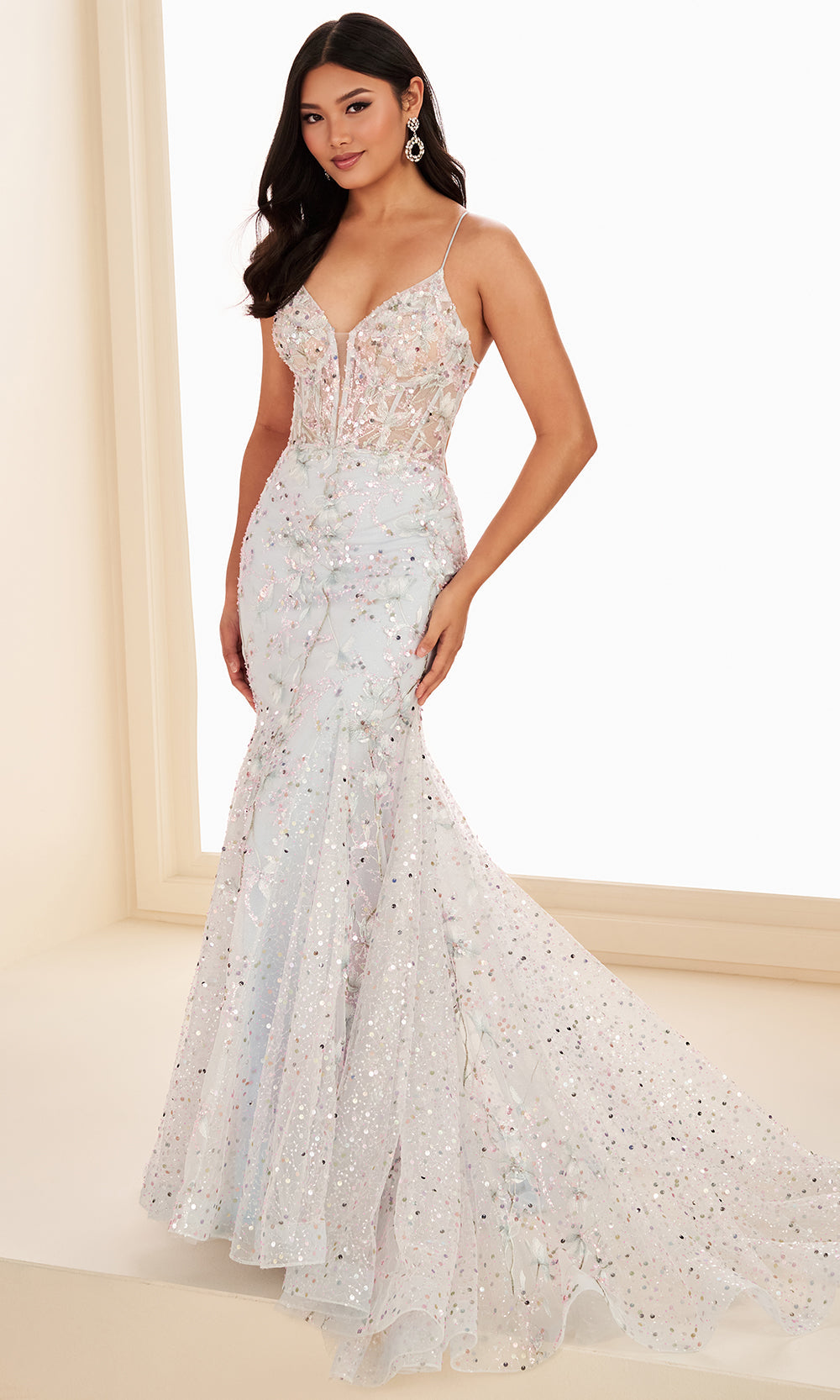Ellie Wilde EW37021 - Long Mermaid Skirt Sequin Lace Gown Prom Dresses