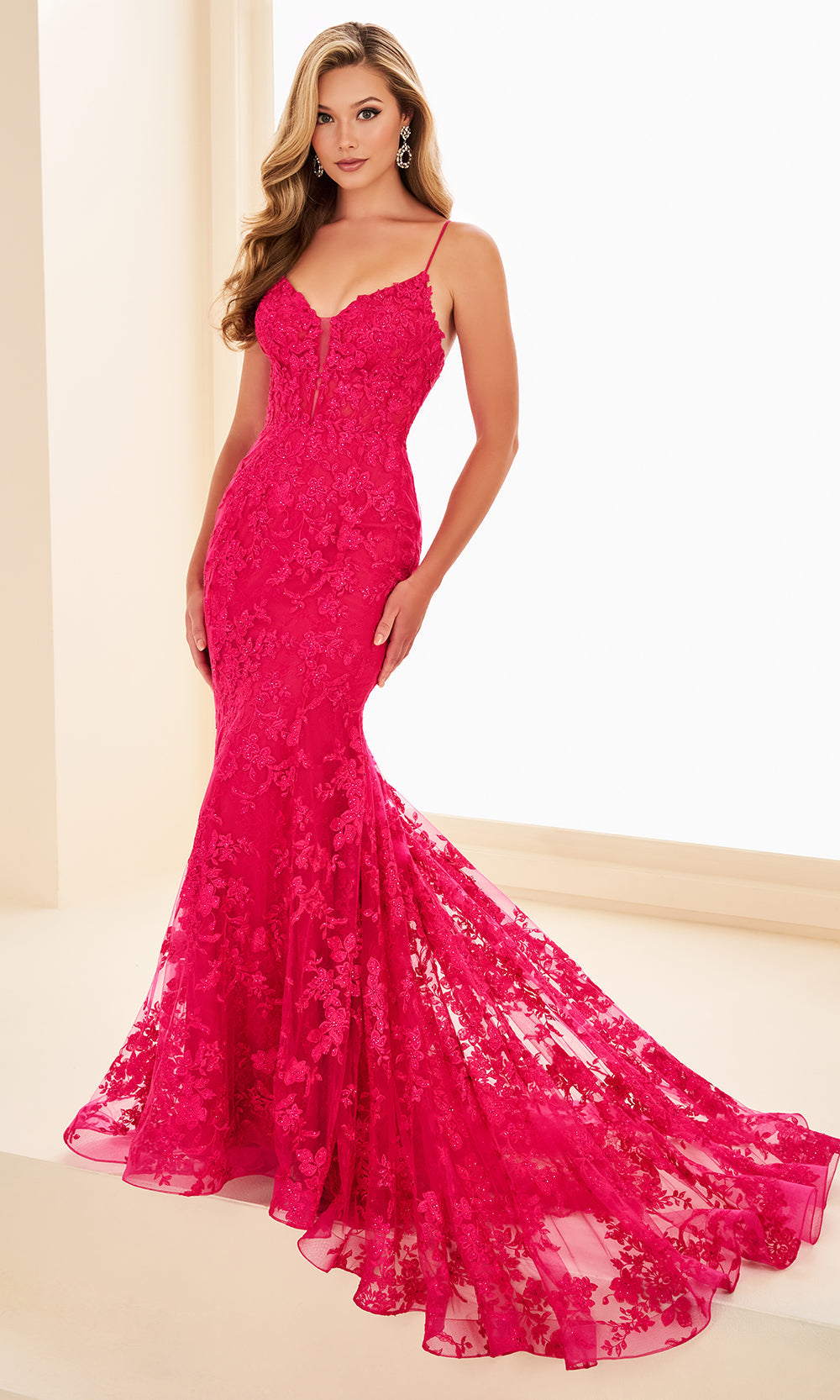 Ellie Wilde EW37027 - Spaghetti Strap Floral Lace Dress Prom Dresses