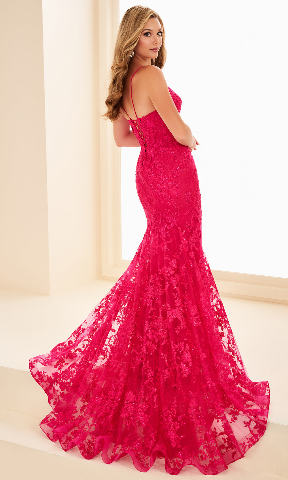 Ellie Wilde EW37027 - Spaghetti Strap Floral Lace Dress Prom Dresses