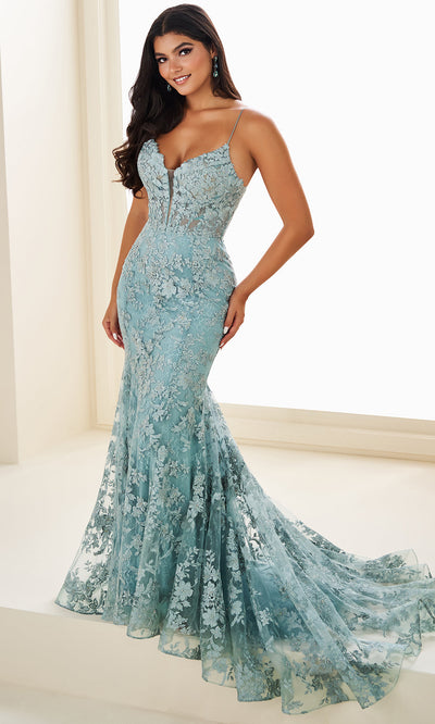 Ellie Wilde EW37027 - Spaghetti Strap Floral Lace Dress Prom Dresses