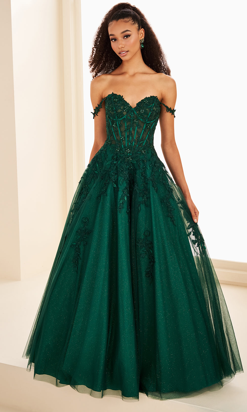 Ellie Wilde EW37028 - Floral Lace Applique Ballgown with Pockets Prom Dresses