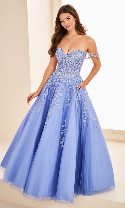 Ellie Wilde EW37028 - Floral Lace Applique Ballgown with Pockets Prom Dresses