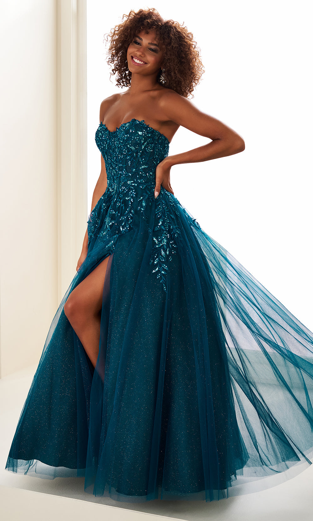 Ellie Wilde EW37028 - Floral Lace Applique Ballgown with Pockets Prom Dresses