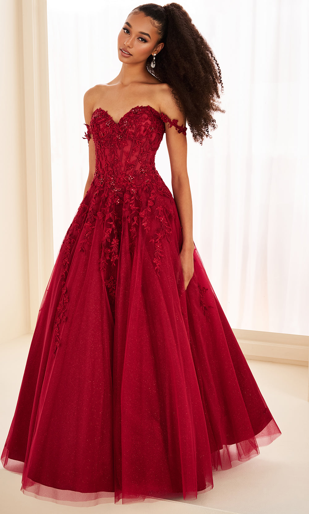 Ellie Wilde EW37028 - Floral Lace Applique Ballgown with Pockets Prom Dresses