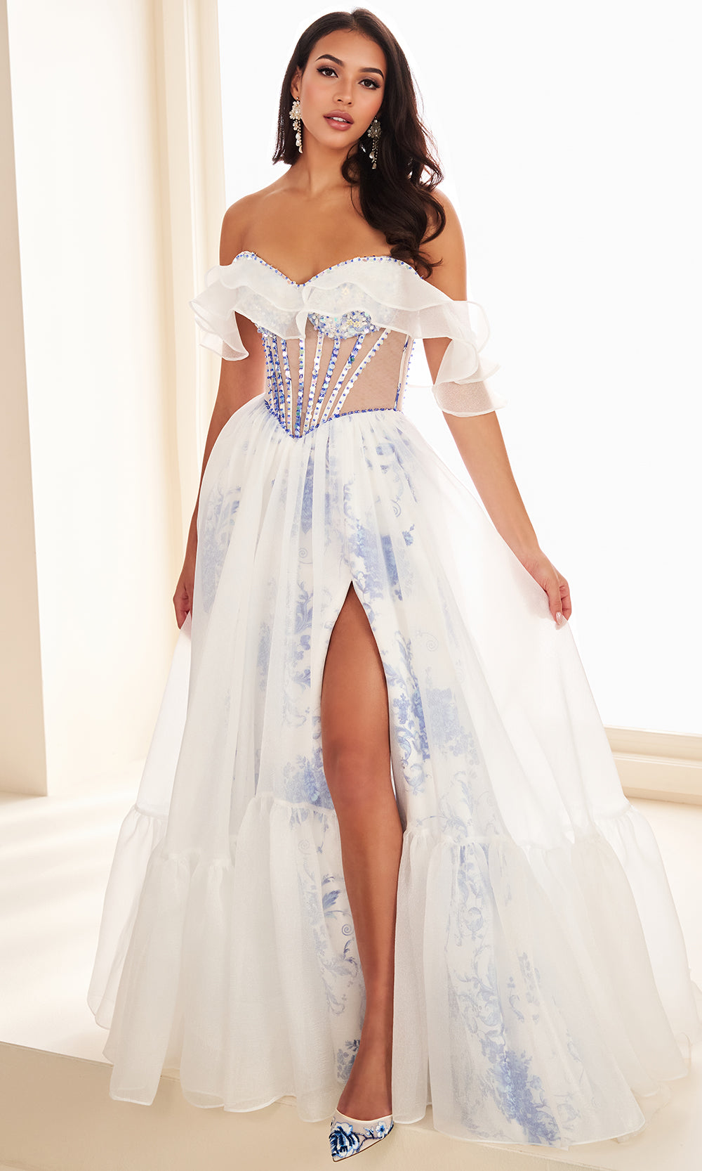 Ellie Wilde EW37029 - Sweetheart Printed Satin Ballgown Ball Gowns