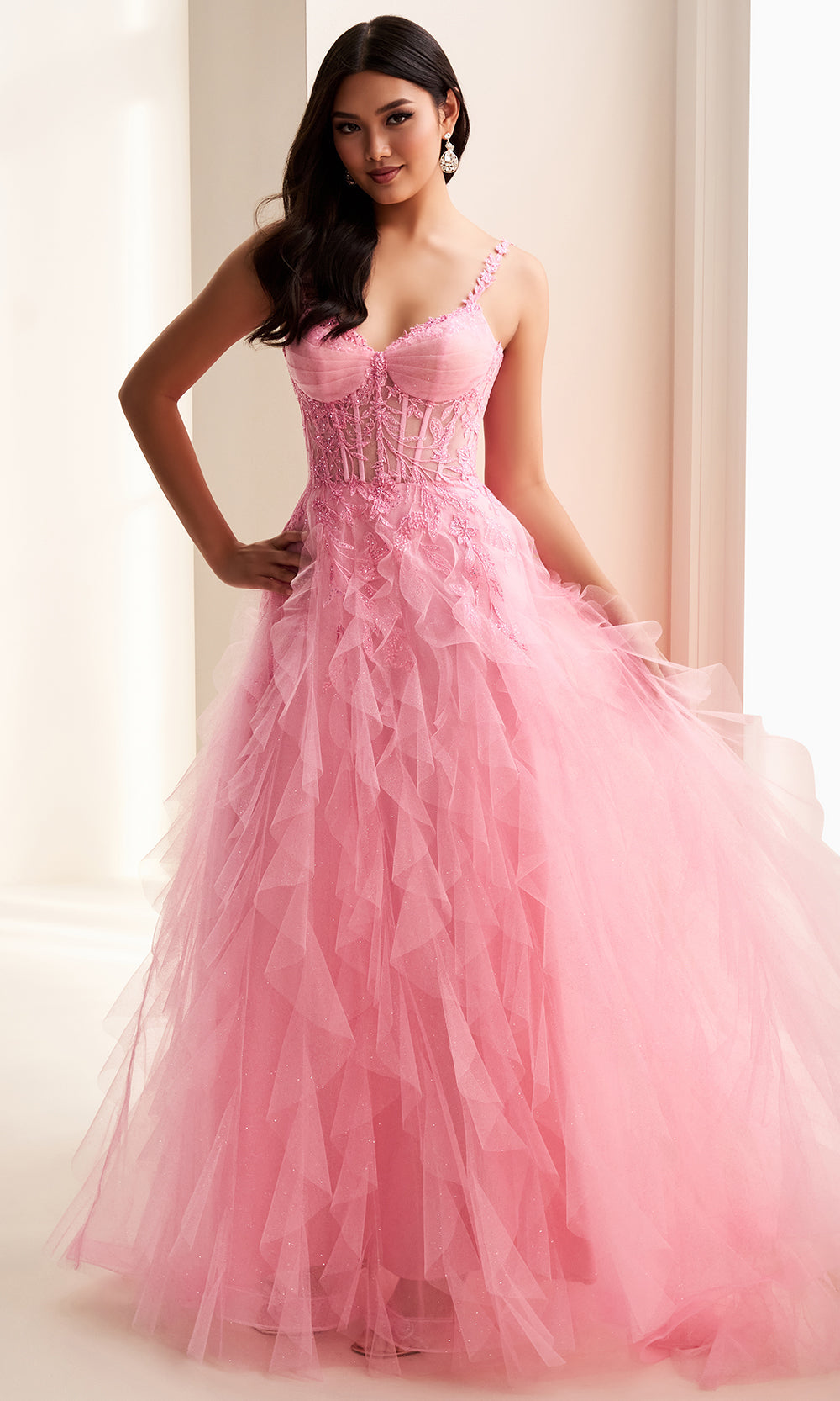 Ellie Wilde EW37031 - Leaf Embroidered Sweetheart Gown with Ruffles Ball Gowns