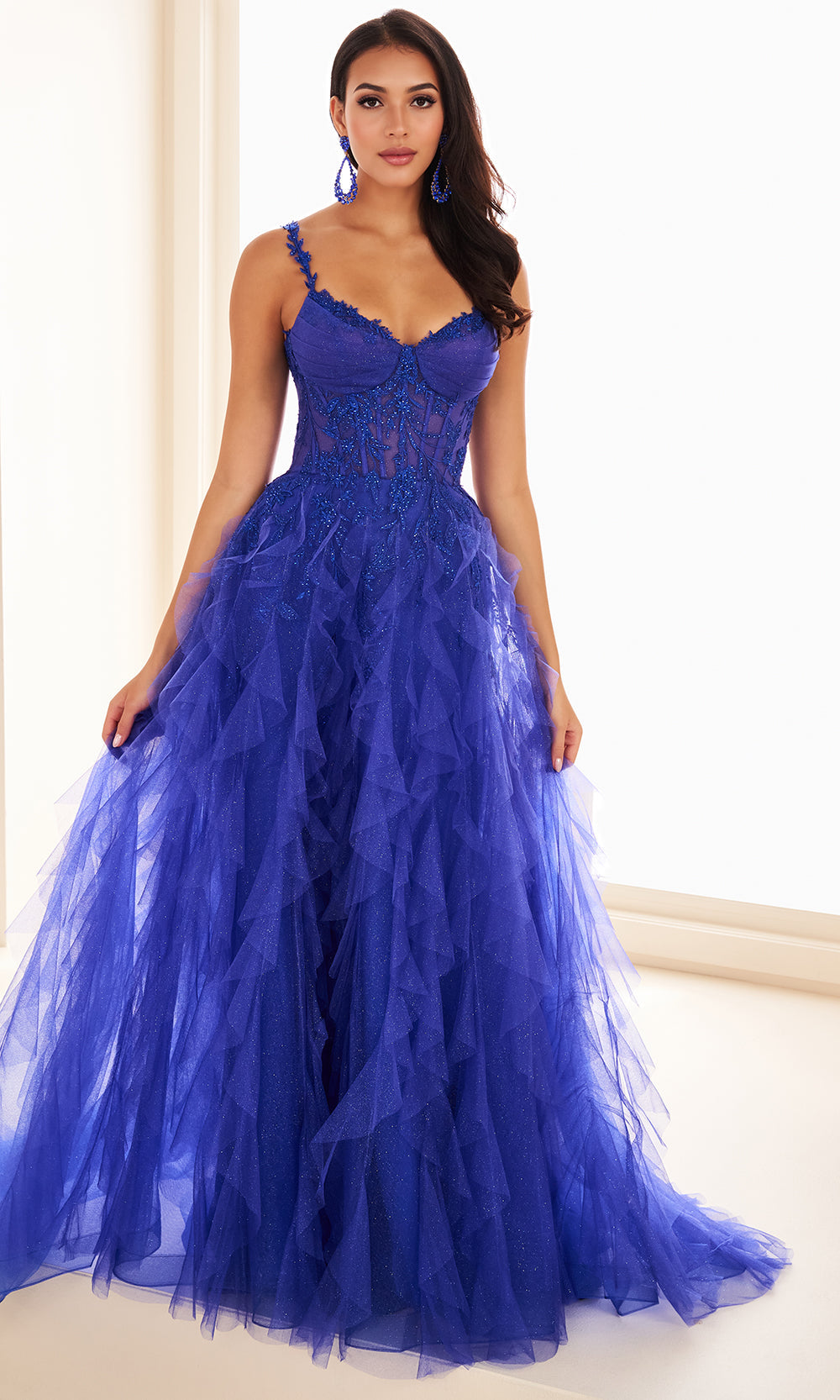 Ellie Wilde EW37031 - Leaf Embroidered Sweetheart Gown with Ruffles Ball Gowns