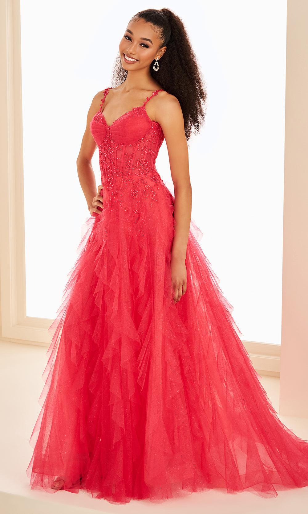 Ellie Wilde EW37031 - Leaf Embroidered Sweetheart Gown with Ruffles Ball Gowns