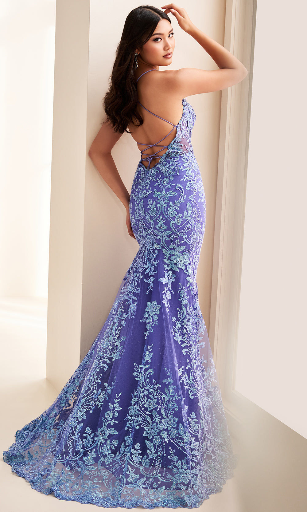 Ellie Wilde EW37040 - Lace-Up Back Mermaid Embroidered Dress Prom Dresses